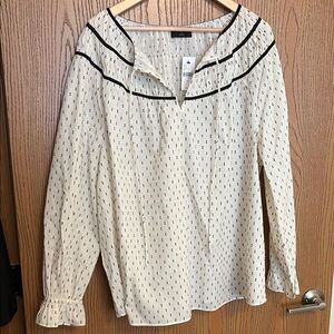 Lane Bryant Cream Ruffled Long Sleeve Blouse